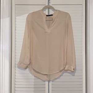 Cream long sleeve silky blouse